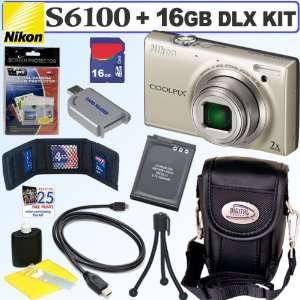  Nikon Coolpix S6100 16 MP Digital Camera (Silver) + EN 12 