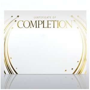   Foil Stamped Certificate Paper   Completion   White