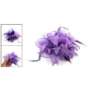   Lavender Glitter Lily Feather Fabric Corsage Elastic Hair Band