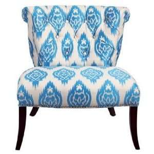  Vendela Blue and White Ikat Upholstered Accent Chair