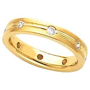  14K Yellow Gold Diamond Eternity Wedding Band   Size 12 Jewelry