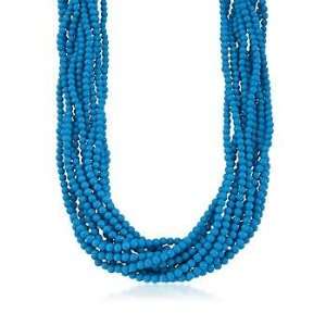   Strand 4 4.5mm Turquoise Bead Torsade Necklace, Vermeil. 18 Jewelry