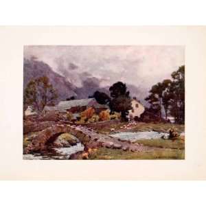   England Landscape Farm Mountains Stream Sheep   Original Color Print