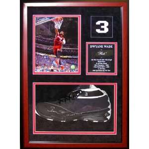 Dwyane Wade Autographed Framed Game Used Miami Heat Converse Shoe 