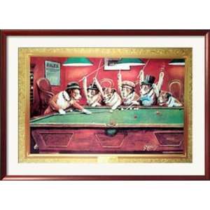  Coolidge Dogs Playing Pool Framed Poster Print, 43x31 