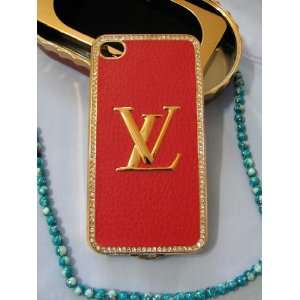  Brand New LV Red Diamond   Gold Rim iPhone 4/4S/4G Case 