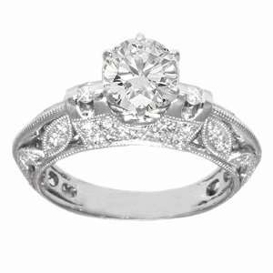  1.07 CT TW 6 Prong Antique Style Diamond Engagement Ring 