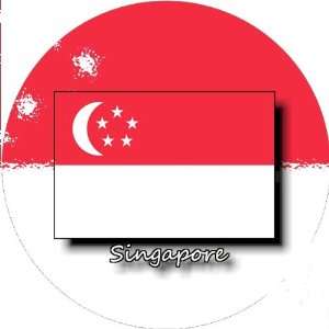    Pack of 12 6cm Square Stickers Singapore Flag