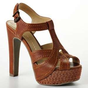 NIB~LAUREN CONRAD Platform High Heel Dress Sandals~Cognac Brown~$75 