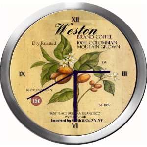  WESTON 14 Inch Coffee Metal Clock Quartz Movement Kitchen 
