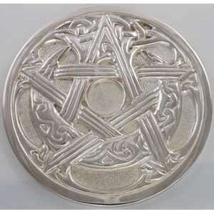  Celtic Moon Pentagram Silver Plated Altar Tile