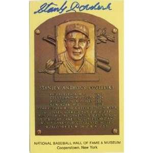 Stan Coveleski Signed Hall of Fame Plaque Post Card   MLB 