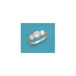   Zirconia CZ Sterling Silver Ring, 6mm/4.5mm Past, Present, Future Ring