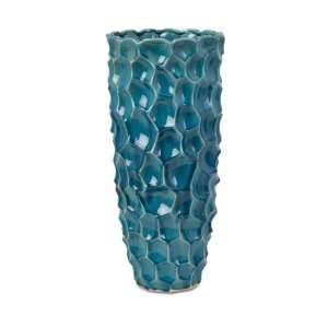  19h Tall Wave Texured Turquise Vase