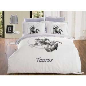  Taurus Zodiac 6 Piece Duvet Cover Bedding Set White