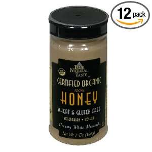 True Natural Taste Organic Creamy White Mustard, Pure Honey, 7 Ounce 