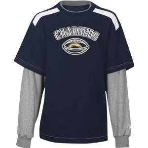 San Diego Chargers Youth Faux Layered Long Sleeve Crew Shirt  