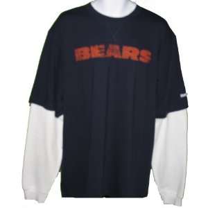  Mens Chicago Bears Distressed Logo Long Sleeve Double 