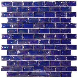  Mosaic brick cobalt blue iridescent 12 x 12 mesh backed 
