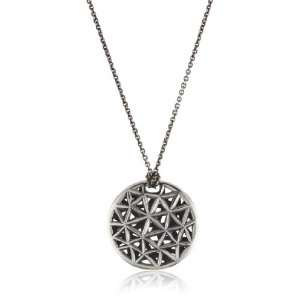  Zina Sterling Silver Mosaic Collection Round Disc Pendant 