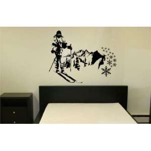  Mountain Skier Wall Decal Sticker Mural Snow Ski Cross Country 