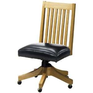  Mission style Swivel Desk Chair With Leather Seat