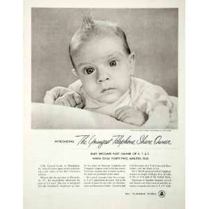  1952 Ad ATT&T Bell Telephone System Leonard A. Snyder Baby 