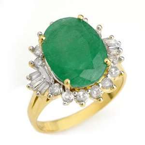  Genuine 5.98 ctw Emerald & Diamond Ring 14K Yellow Gold 
