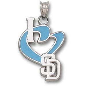  San Diego Padres Solid Sterling Silver  I Heart SD 1/2 