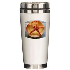    Ceramic Travel Drink Mug Sea Shell and a Starfish 