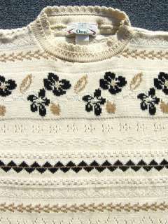   Beautiful Pullover Crewneck Floral Sweater Wonderful Detail Large