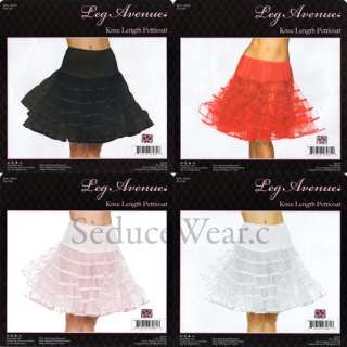 White Black Pink Red Knee Length Crinoline Petticoat  