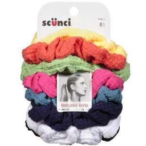  Pack of 8 Large Soft Textured Knit Scrunchies Beauty
