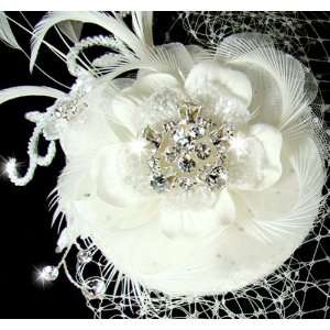  Bridal Hat and Bird Cage Veil   IVORY Beauty
