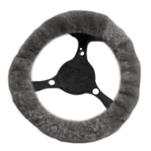  Geniune Sheep Skin Steering Wheel Cover   Gray Automotive