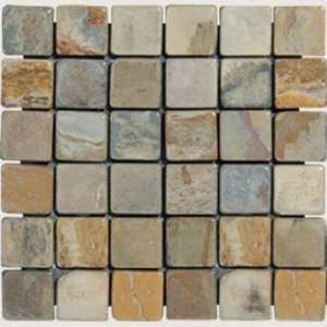 Montego Sela 2x2 Autumn Slate Tumbled Mosaic Tile 12 x 12 In. Kitchen 