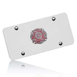  Fire Department Emblem Chrome Steel License Plate 
