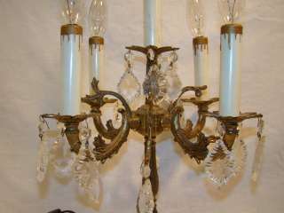   ITALIAN Brass CANDELABRA Hanging CRYSTAL Victorian MANSION Lamp  