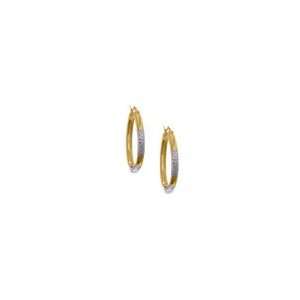    ZALES 14K Two Tone Gold Oval Hoop Earrings cz earrings Jewelry