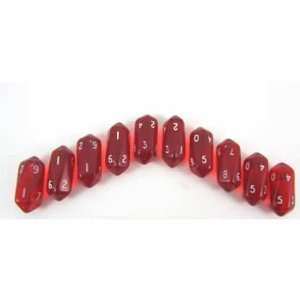  Red Translucent Crystal d10 (Set of 10 Dice) Toys & Games