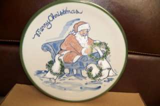 Louisville Stoneware SANTA Plate, GAGGLE of GEESE, 10D  