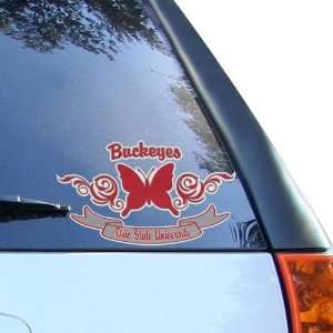  Ohio State Buckeyes Scarlet Gray 10 Butterfly Car Decal 