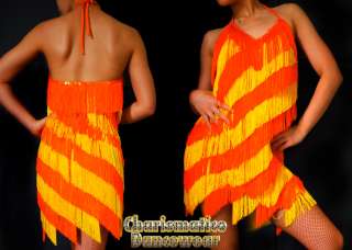 Custom Orange Drag Queen FLAPPER Latin DIVA dance dress  