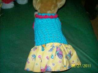 DOG apparel Soft BLUE Dress w/Cutesy Bug Skirt S  