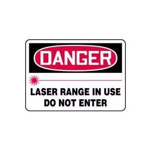 DANGER LASER RANGE IN USE DO NOT ENTER (W/GRAPHIC) 10 x 14 Plastic 