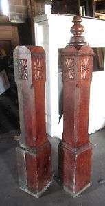   OF ANTIQUE CARVED OAK NEWEL POSTS ~ ARCHITECTURAL SALVAGE ~  