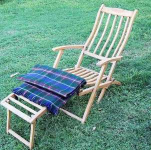 Authentic Cunard Wooden Deck Chair/Wool Lap Blanket  