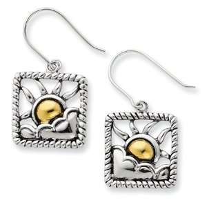  Summer, Two Tone Sun Earrings in Silver and Gold Jewelry