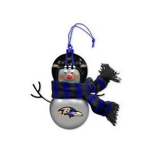  Baltimore Ravens Blown Glass Snowman Ornament (Set of 2 
