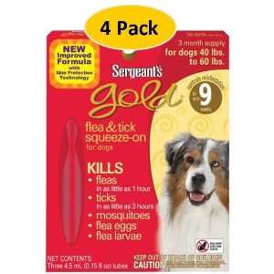 Sargeants Gold Flea & Tick Squeeze on for Dogs 40 to 60 lbs; PACK OF 